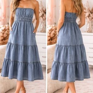Women's Strapless Denim Dress Sz Sm